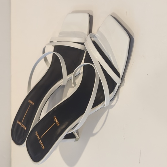 NWT Black Suede Studio Felicity Calfskin Strappy Slide Sandals - Picture 1 of 4